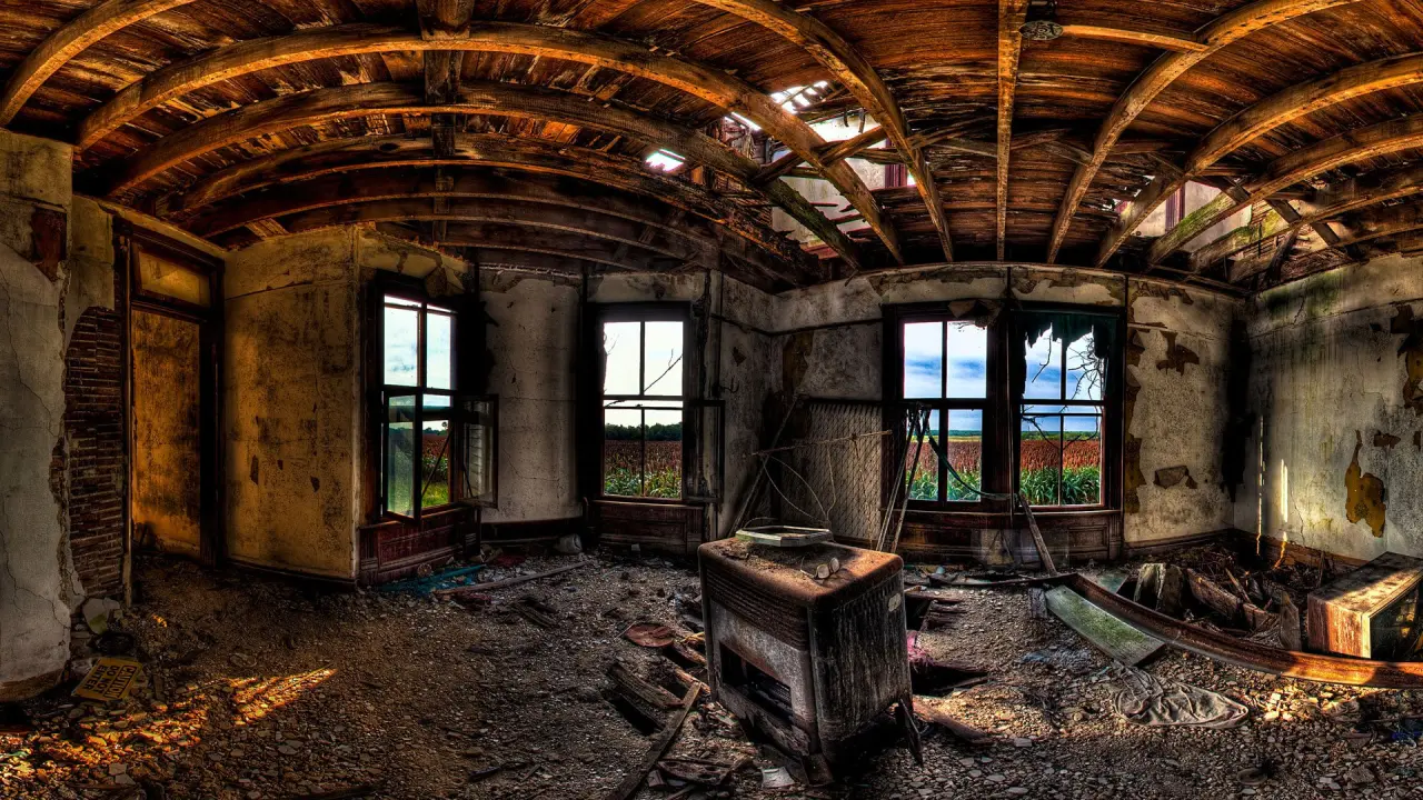 Echoes in Decay – black and brown desktop wallpaper, 1920×1080