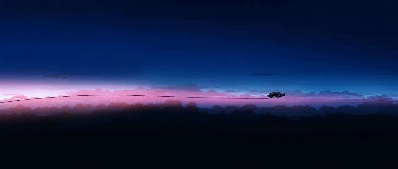 Floating Above The Horizon – black and blue ultrawide wallpaper, 4096×1742