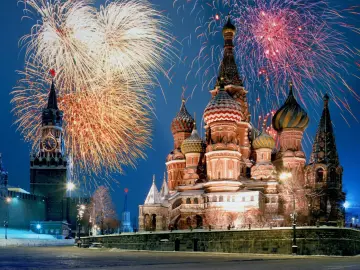 Fireworks Over Saint Basil Cathedral wallpaper