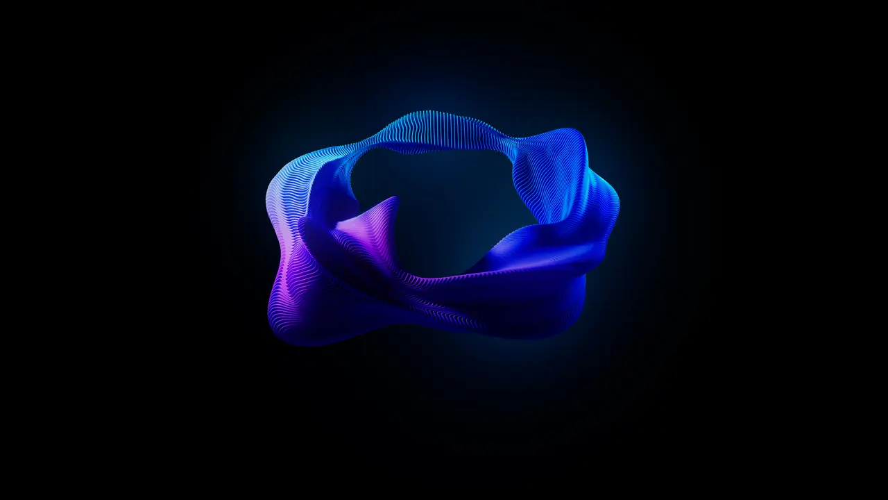 Neon Wave Ring – black and blue desktop wallpaper, 1920×1080