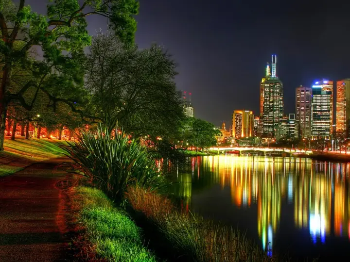 Night Lights Over Melbourne as a phone lock screen