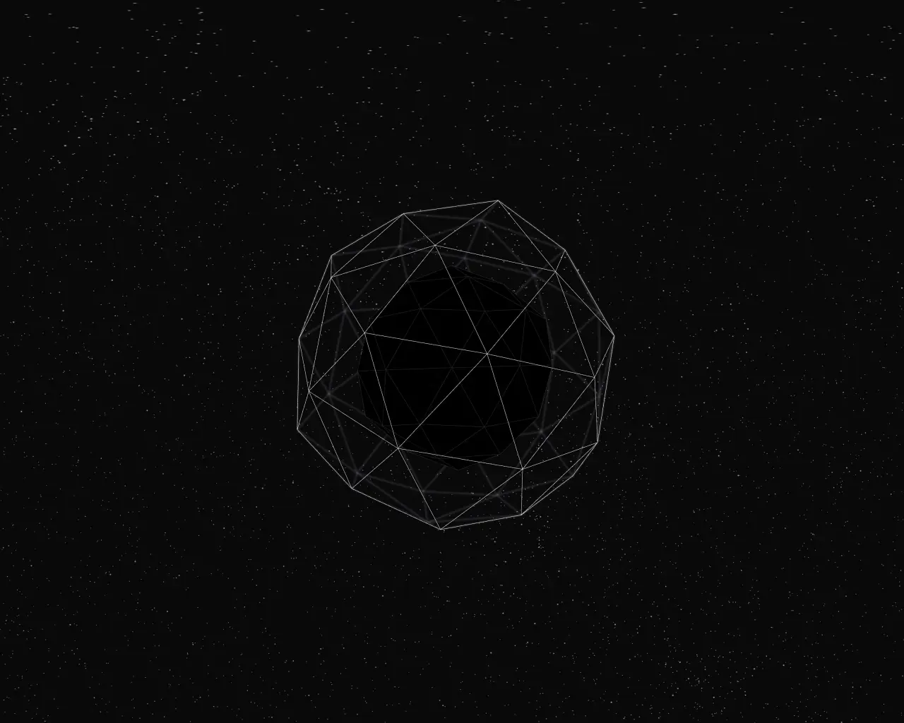 Wireframe Sphere In Space – black desktop wallpaper, 3200×2560