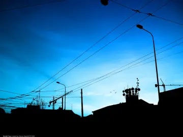 Blue City Skyline Silhouette wallpaper