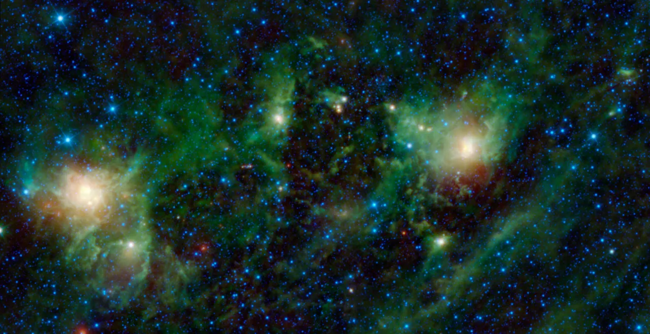 Nebulae: Not as Close as They Appear – black and green desktop wallpaper, 5500×2830