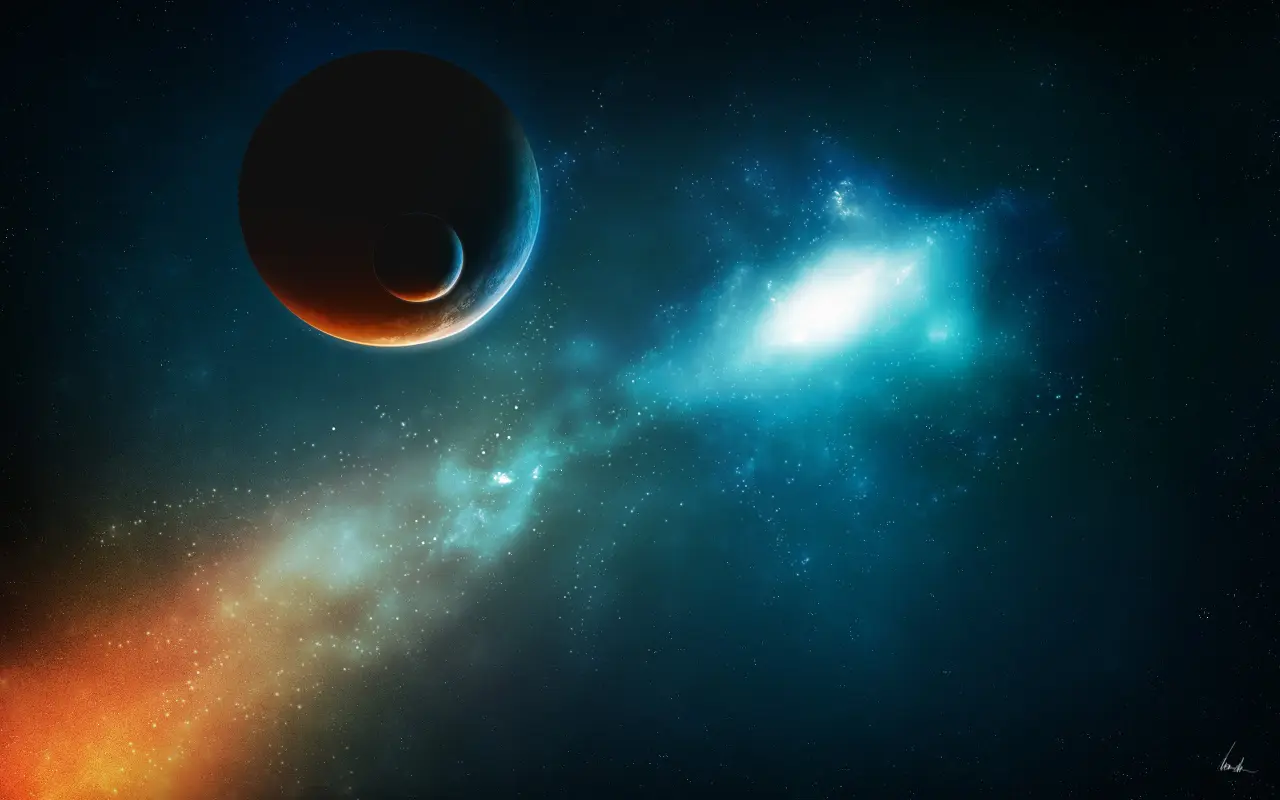 Worlds Beyond The Nebula – black and blue desktop wallpaper, 2560×1600
