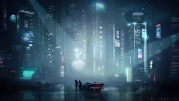 Neon Rain Over Metropolis wallpaper