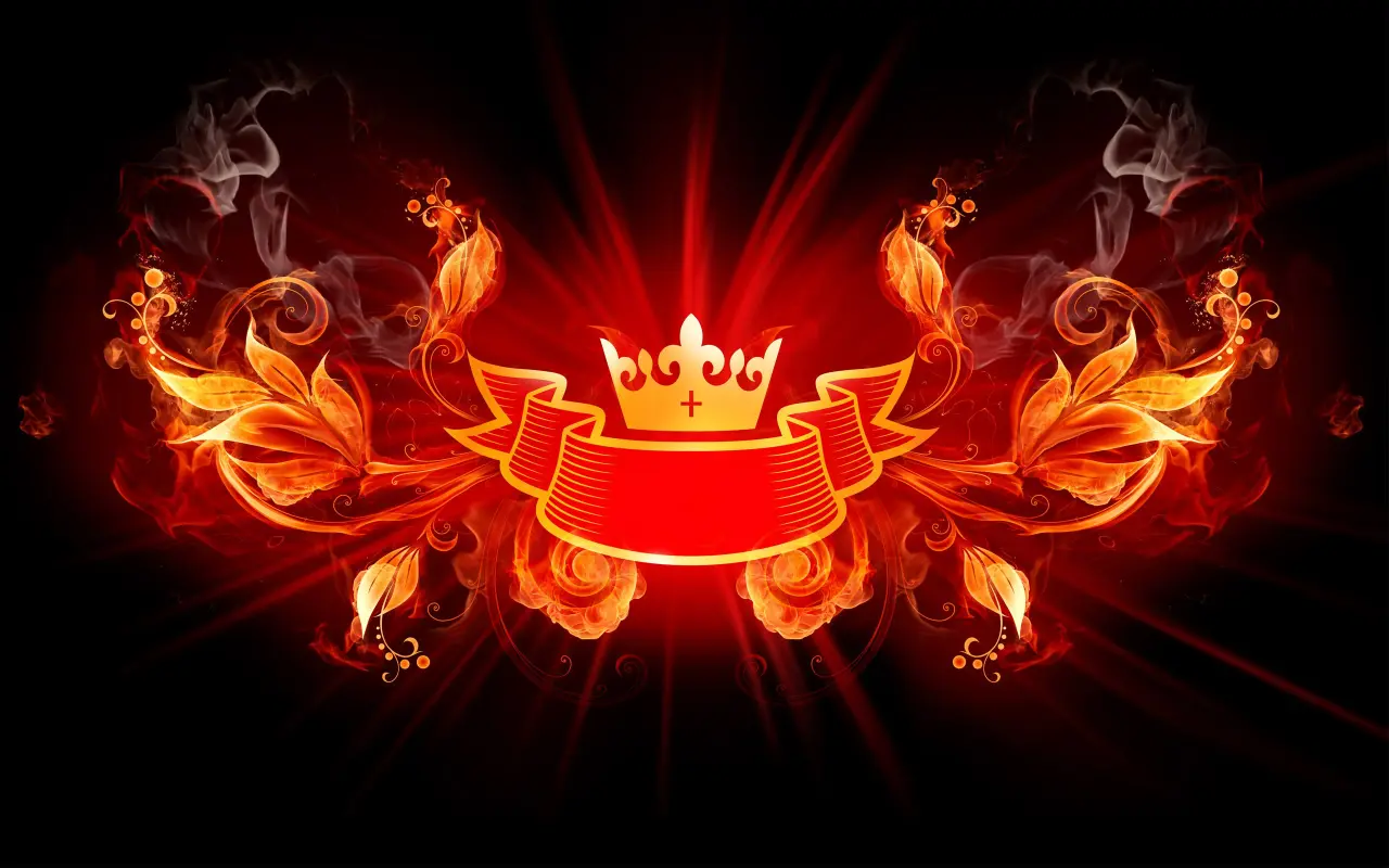 Crown Of Blazing Fire – black and red desktop wallpaper, 2560×1600