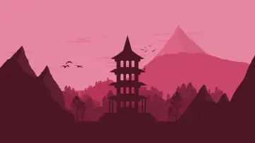 Pink Mountain Pagoda wallpaper