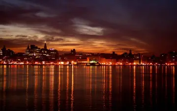 Twilight Skyline Over Water wallpaper