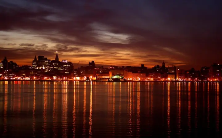Twilight Skyline Over Water as a phone lock screen