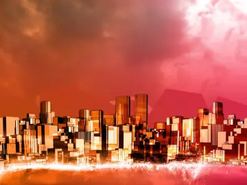 Crimson Urban Skyline wallpaper