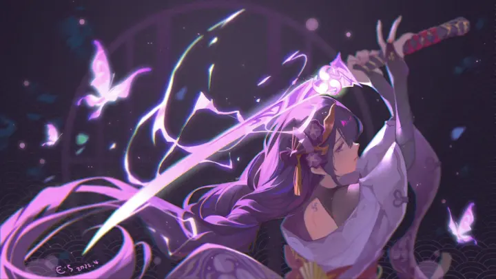 Blade of Violet Thunder as a phone lock screen
