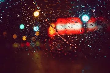 City Lights Through Rain wallpaper