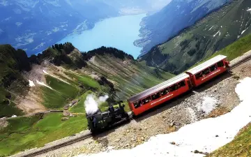 Red Train in the Alps wallpaper