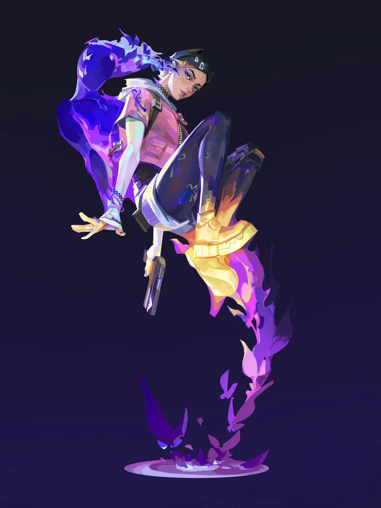 Neon Flame Leap – blue and black tablet wallpaper, 2500×3332