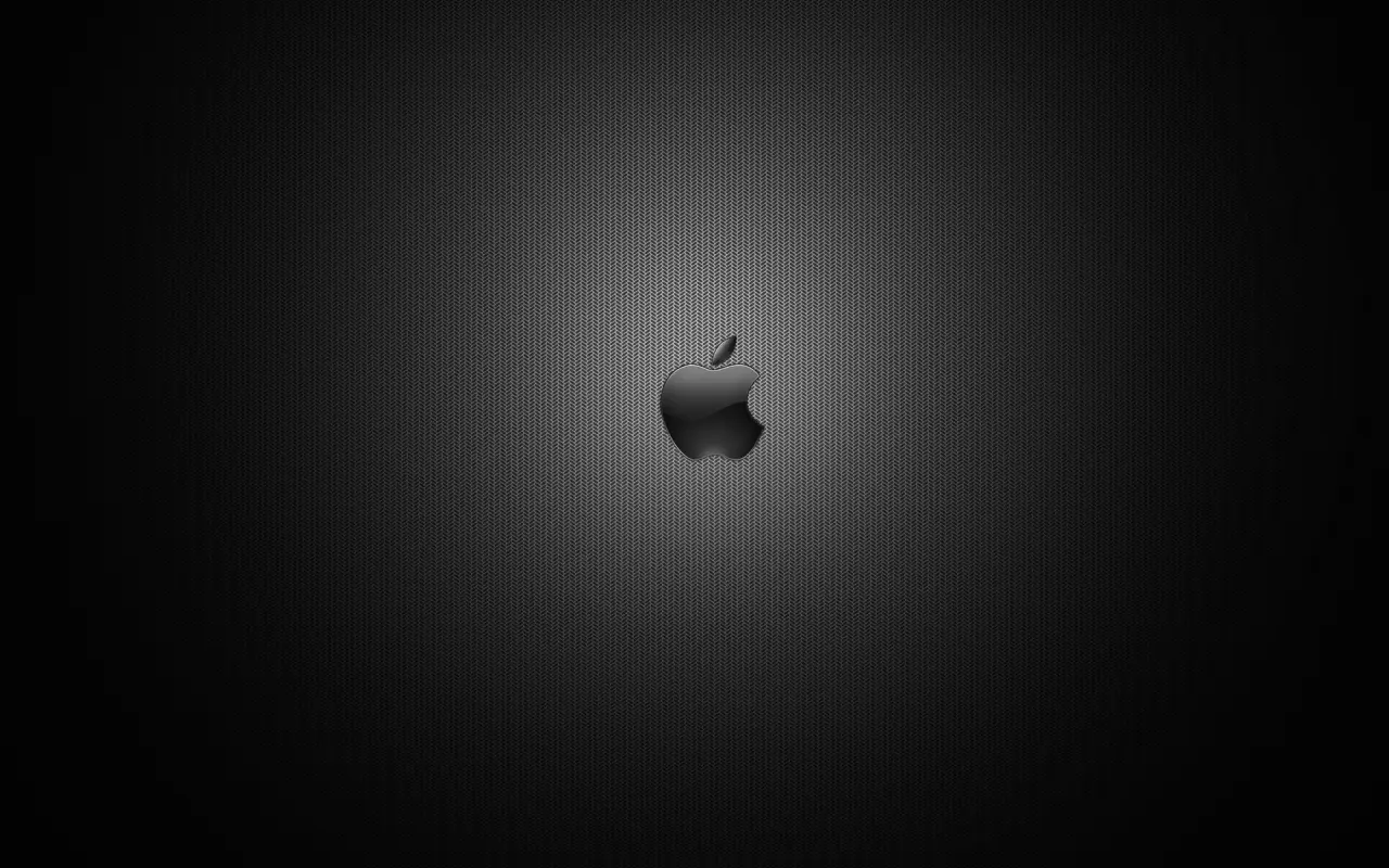 Dark Carbon Apple Logo – black and grey desktop wallpaper, 1920×1200