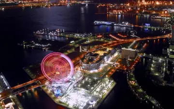 Neon Harbor At Night wallpaper