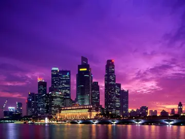 Neon City Twilight Skyline wallpaper
