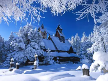 Frozen Winter Chapel wallpaper