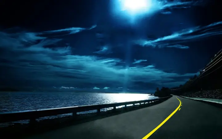 Midnight Coastal Highway Drive as a phone lock screen