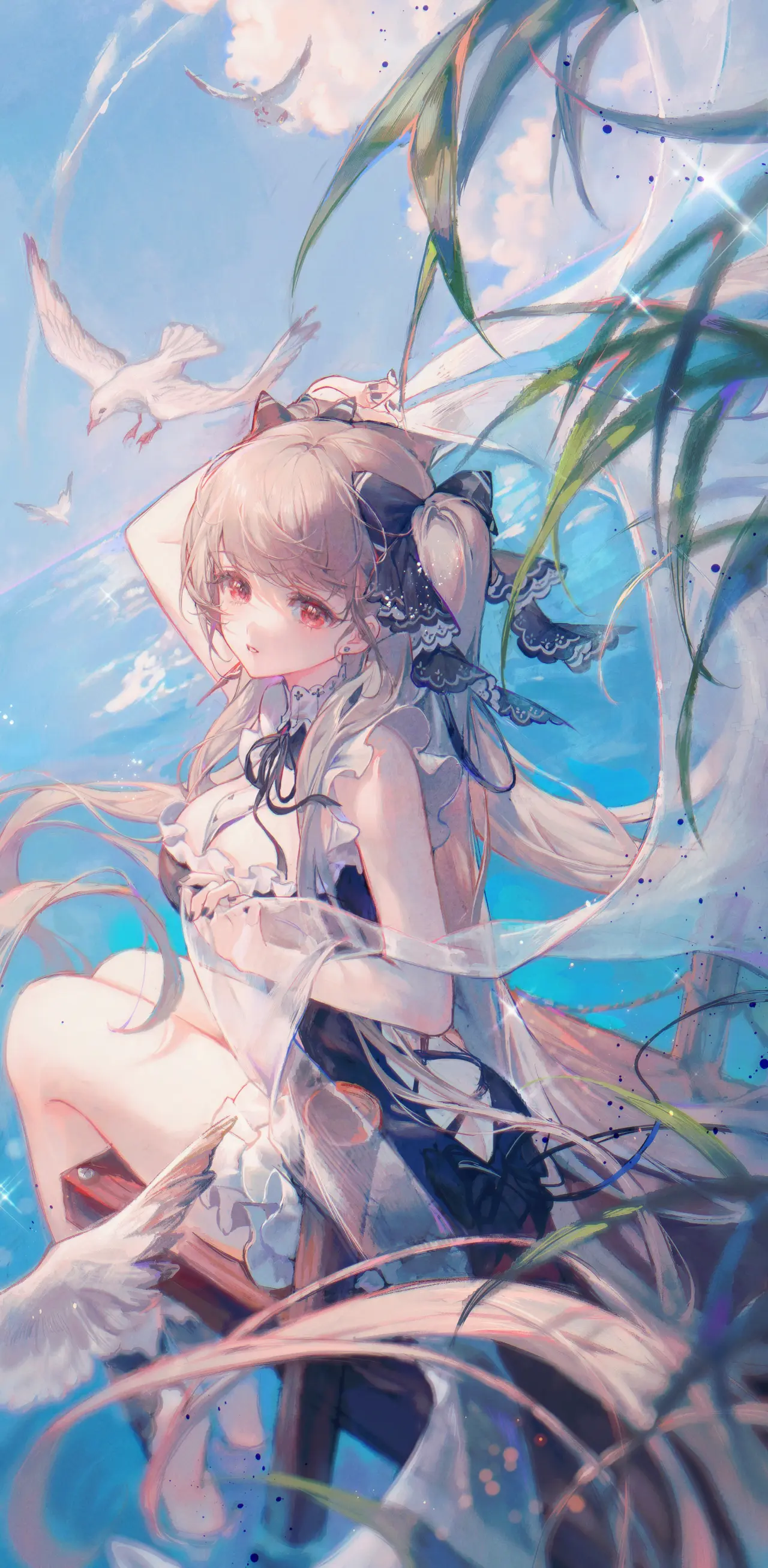 Breeze By The Sea – grey and blue phone wallpaper, 2322×4743