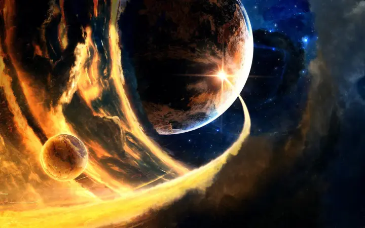 Cosmic Fire And Planets as a phone lock screen