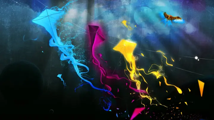Neon Kites in Flight as a phone lock screen
