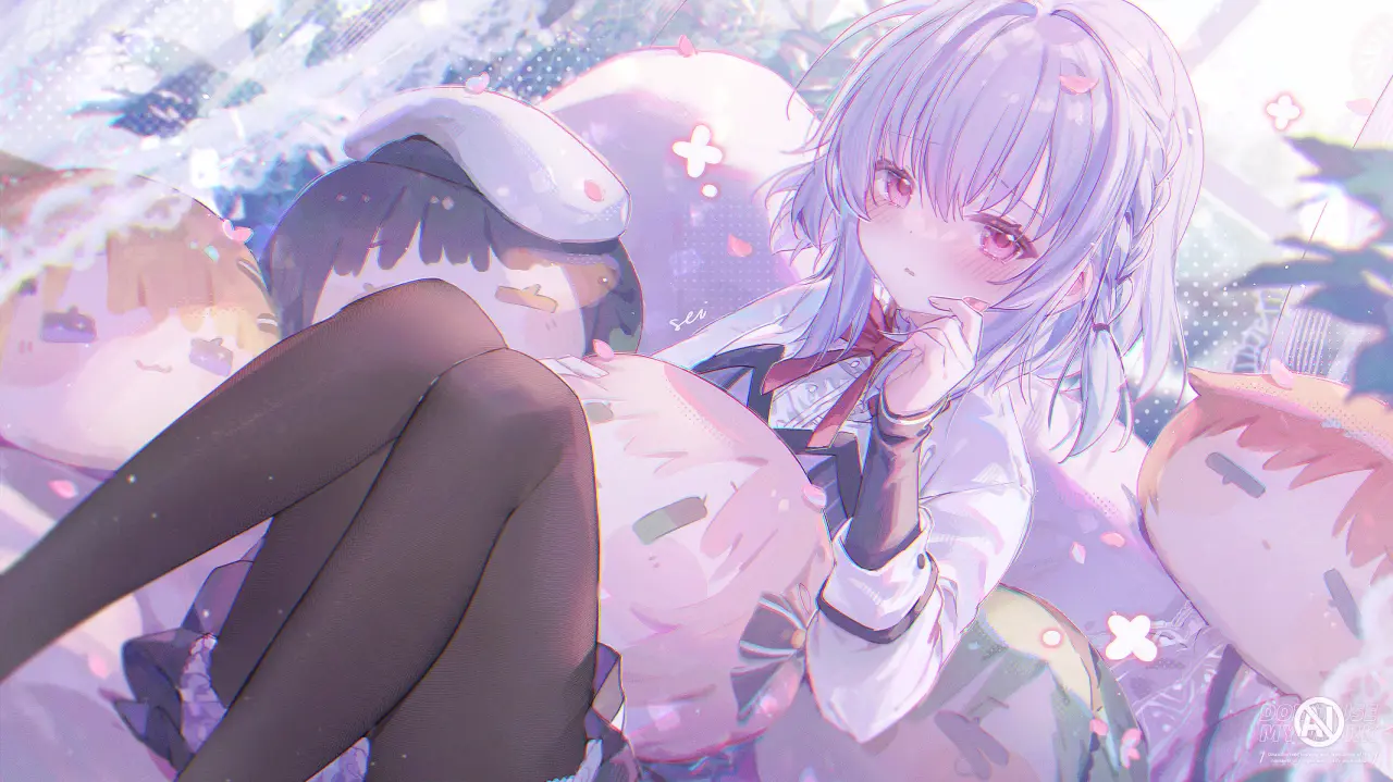 Soft Pink Anime Dreams – purple and grey desktop wallpaper, 2132×1198