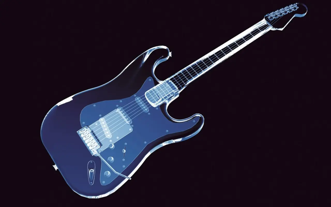 Transparent Electric Guitar Xray – black and purple desktop wallpaper, 1680×1050