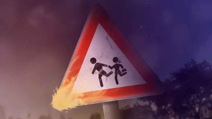 Burning Danger Sign as a phone lock screen