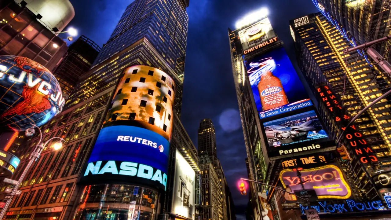 Neon Lights Of Times Square – black and brown desktop wallpaper, 1920×1080