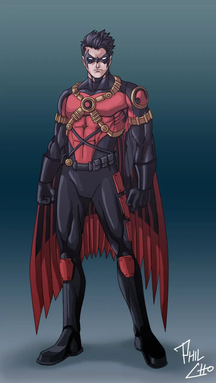 Vigilante in Red and Black – blue and grey phone wallpaper, 1495×2651