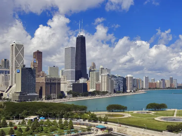 Chicago Skyline By The Water as a phone lock screen