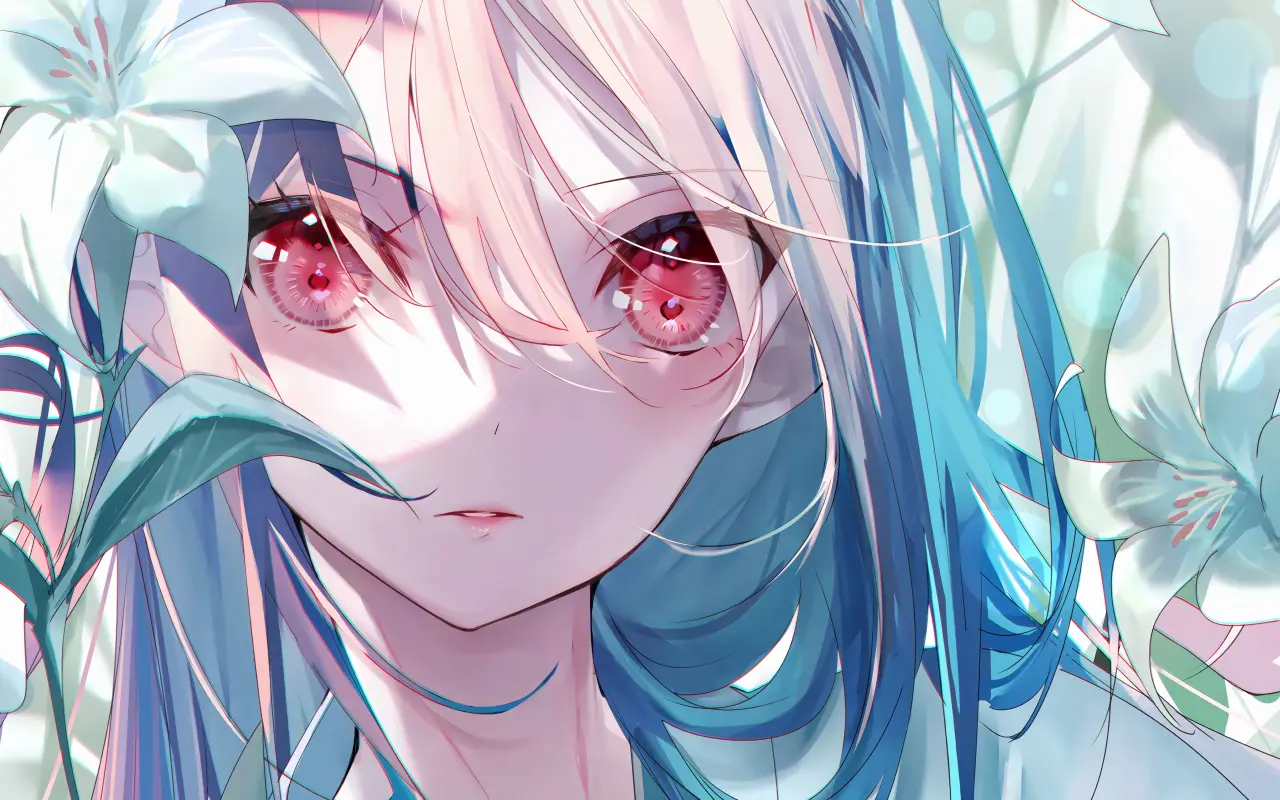 Gaze Among The Lilies – blue and grey desktop wallpaper, 6169×3856