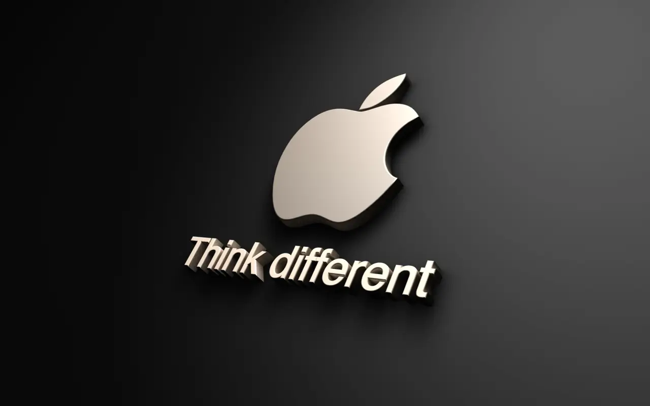 Think Different Metallic Logo – black and grey desktop wallpaper, 1920×1200