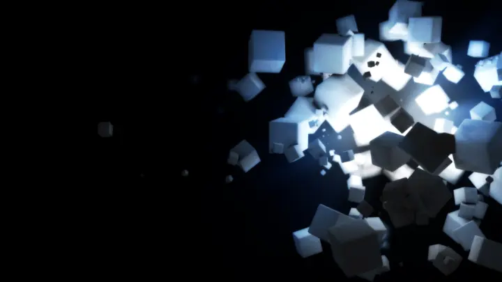 Floating Luminescent Cubes in Void as a phone lock screen