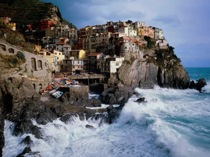 Cliffside Village by Sea as a phone lock screen