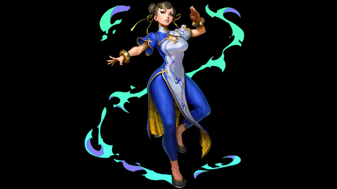 Blue Fighter Stance – black and blue desktop wallpaper, 6444×3624