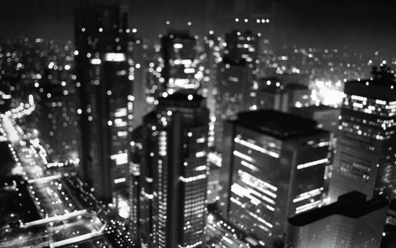 Midnight City Lights Blur – black and grey desktop wallpaper, 1680×1050