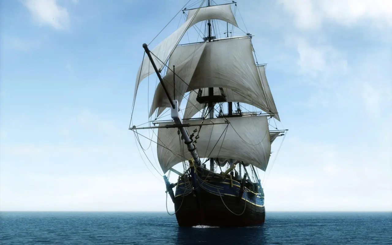 Sailing the Open Sea – white and blue desktop wallpaper, 1680×1050