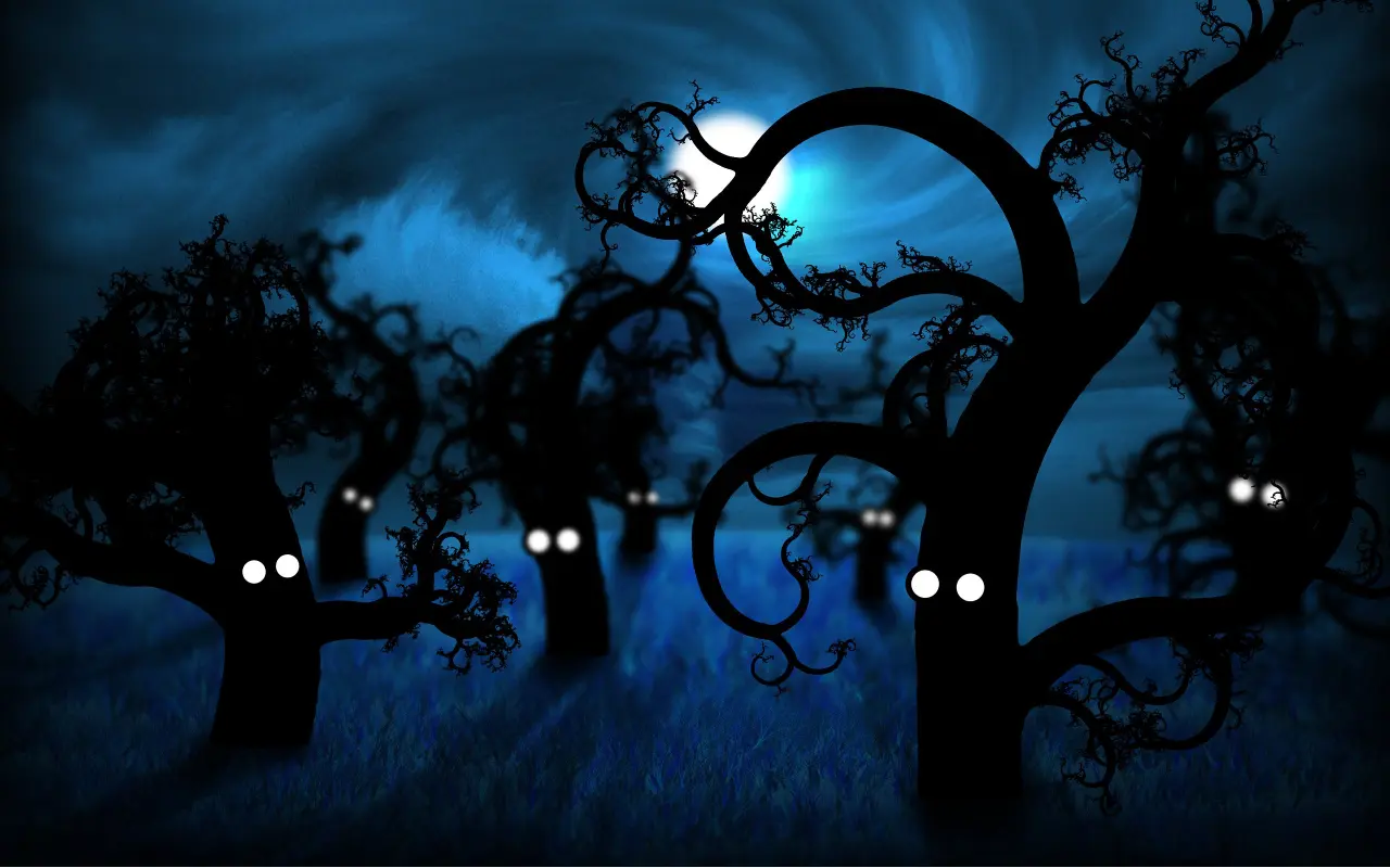 Eyes In The Dark – black and blue desktop wallpaper, 2560×1600