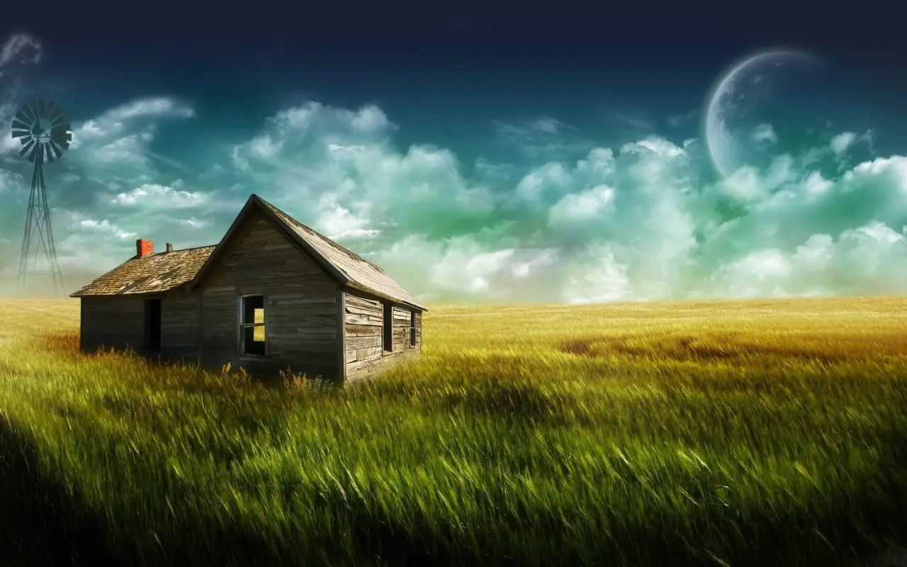 House Under The Moon – black and blue desktop wallpaper, 1920×1200