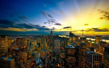 Golden Sunset Over Manhattan wallpaper