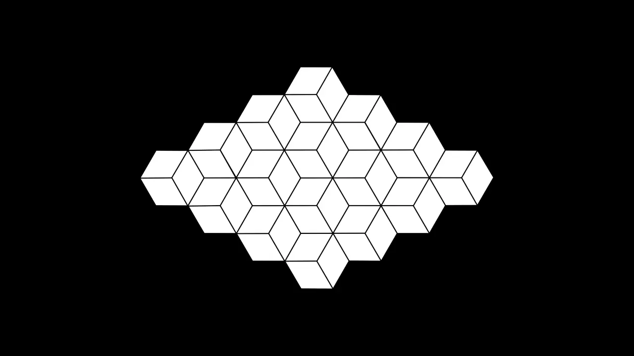 Geometric Diamond Cube Lattice – black and white desktop wallpaper, 3840×2160