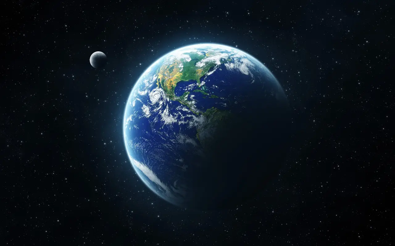 Blue Planet In Space – black and blue desktop wallpaper, 2560×1600
