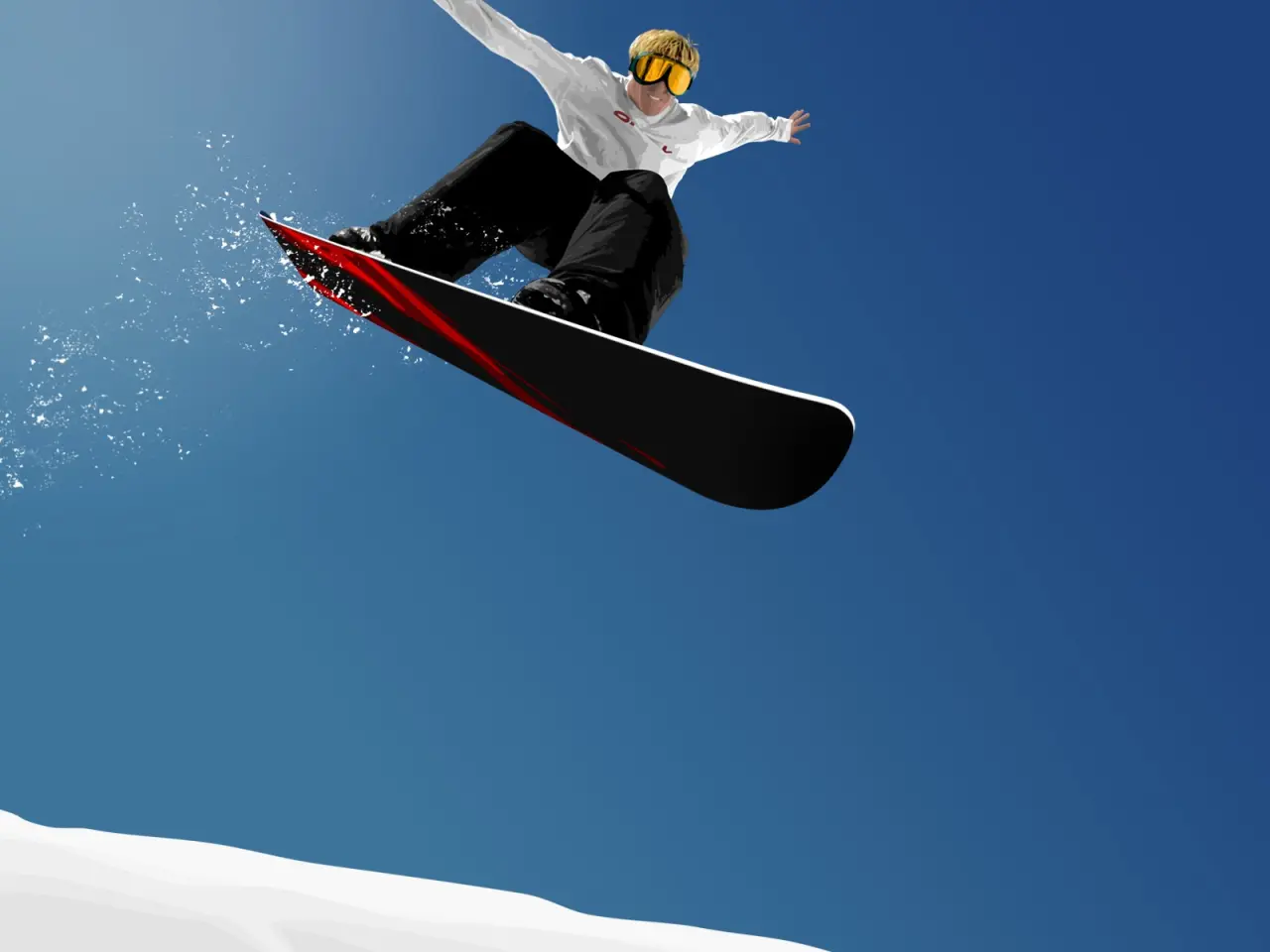 High Flying Snowboarder – purple and blue desktop wallpaper, 1600×1200