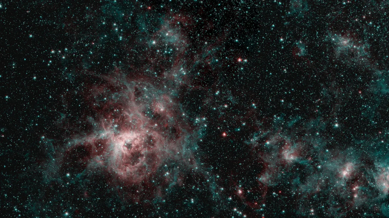 Tarantula Nebula Spitzer 2-Color Image – black and grey desktop wallpaper, 8832×4968