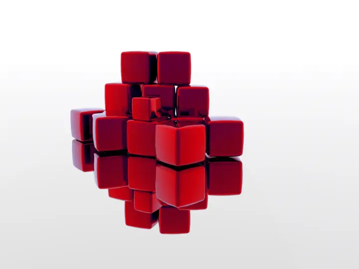 Stacked Red Glossy Cubes as a phone lock screen