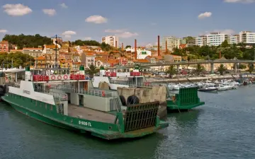 Green Ferries in Harbor wallpaper