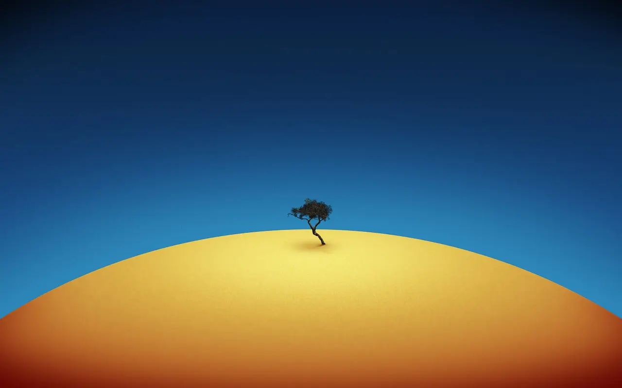 Lone Tree On Horizon – blue and purple desktop wallpaper, 2560×1600